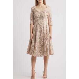 Tahari ASL Bead & Sequin A-Line Dress
